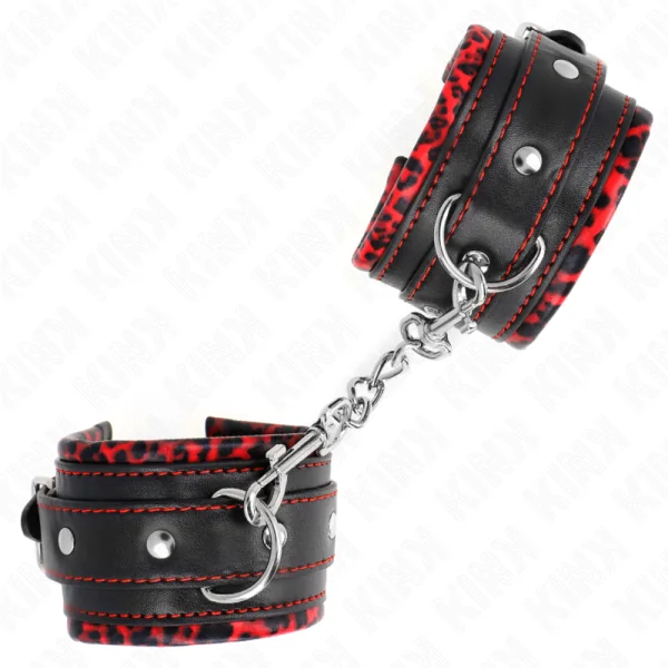 Pelzgefütterte Handgelenkfesseln Rot/Schwarz Verstellbar 17-29 cm X 6 cm von Kink Wrist Restraint kaufen | Fesselliebe