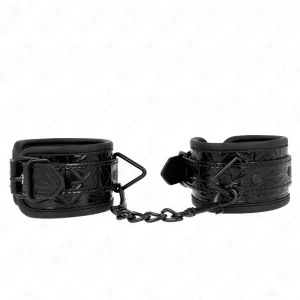 Handgelenkfesseln mit Rautenmuster, Schwarz, Verstellbar, 17-26 cm X 5,5 cm von Kink Wrist Restraint kaufen | Fesselliebe