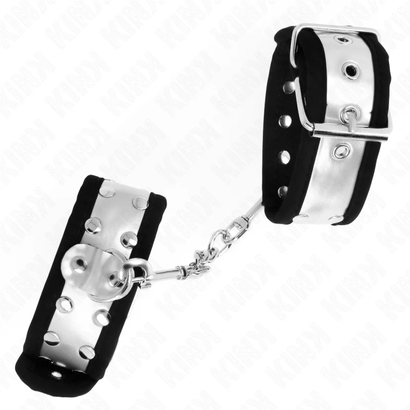 Dünne Handgelenksfesseln Schwarz/Silber 30 X 4 cm von Kink Wrist Restraint kaufen | Fesselliebe 2