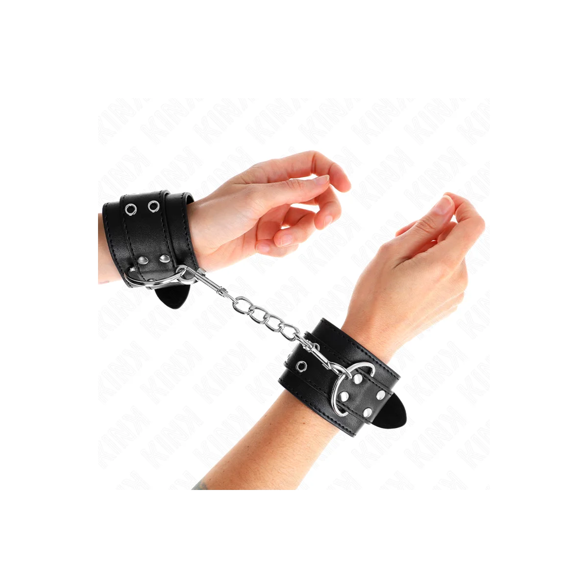 Handgelenkfessel mit Doppelter Schnalle Schwarz Verstellbar 19-26 cm von Kink Wrist Restraint kaufen | Fesselliebe