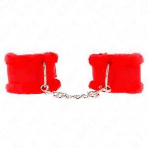 Pelzgefütterte Handgelenkfesseln Rot Verstellbar 17-31 cm X 7 cm von Kink Wrist Restraint kaufen | Fesselliebe