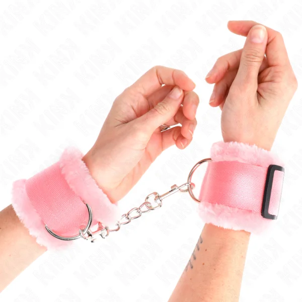 Pelzgefütterte Handgelenkfesseln Rosa Verstellbar 17-31 cm X 7 cm von Kink Wrist Restraint kaufen | Fesselliebe