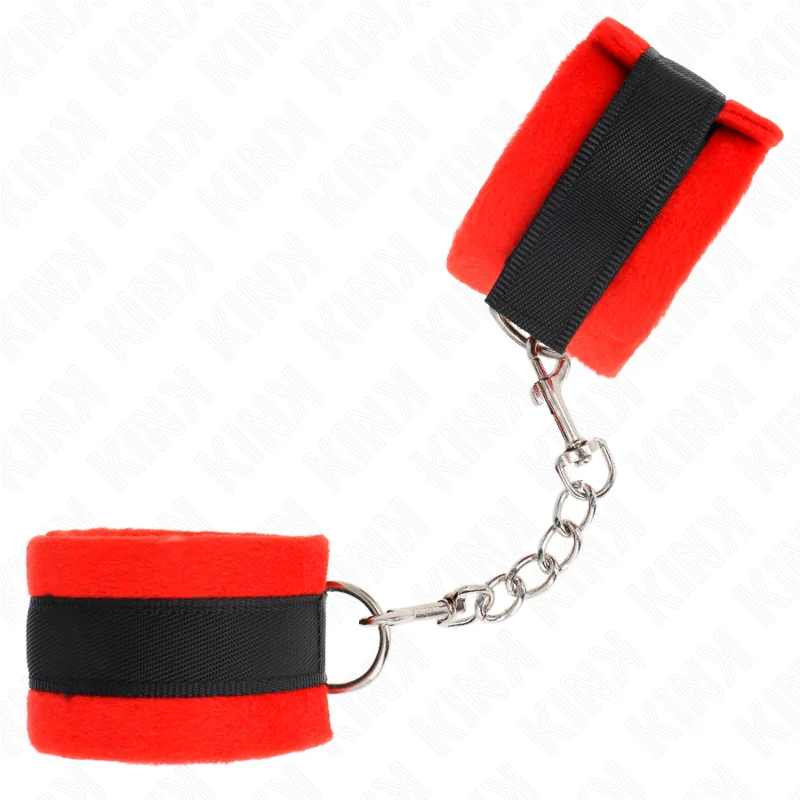 Beginner Pelzhandmanschetten Schwarz-Rot 30 X 7 cm von Kink Wrist Restraint kaufen | Fesselliebe 2