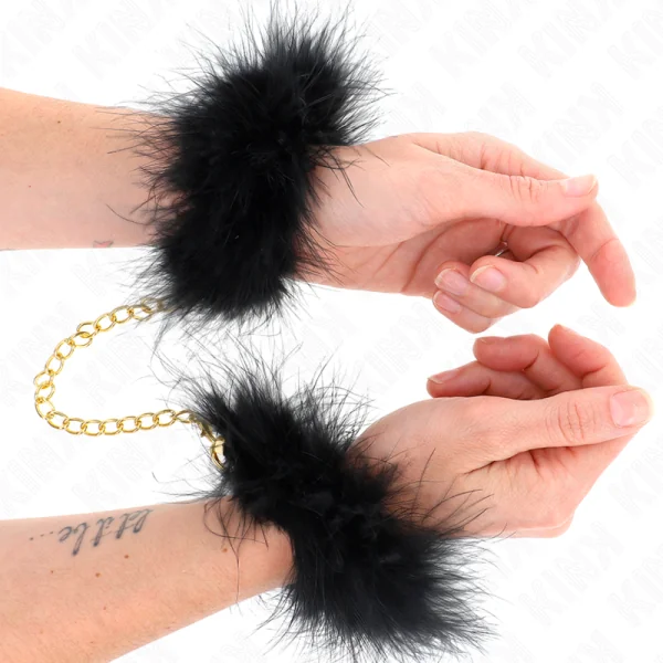 Federhandmanschetten mit Goldkette Modell 0 von Kink Wrist Restraint kaufen | Fesselliebe