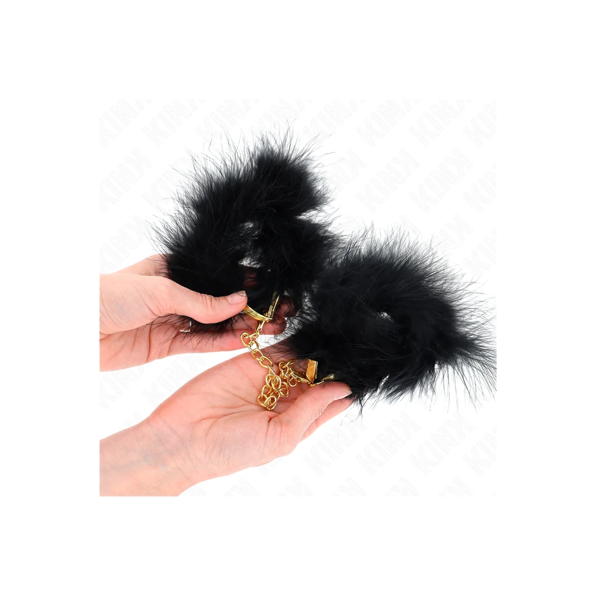 Federhandmanschetten mit Goldkette Modell 0 von Kink Wrist Restraint kaufen | Fesselliebe