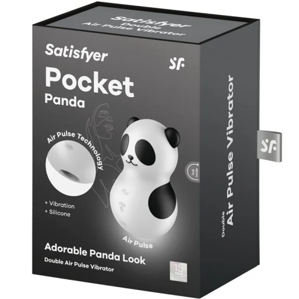 Pocket Panda Stimulator & Vibrator Schwarz Weiss von Satisfyer Air Pulse kaufen | Fesselliebe