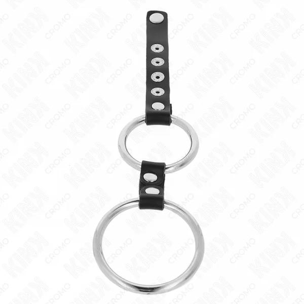 Doppelter Penisring aus Metall 3,8 cm Bis 5 cm mit Leder Verbunden von Kink Ring Power kaufen | Fesselliebe