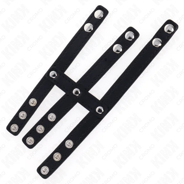 DREIFACH LEDER PENISRING MIT DRUCKVERSCHLUSS VON KINK RING POWER