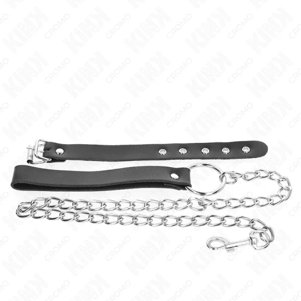 PENISRING AUS LEDER MIT RIEMEN 21,5 X 2 CM UND METALLKETTE 60 CM VON KINK RING POWER