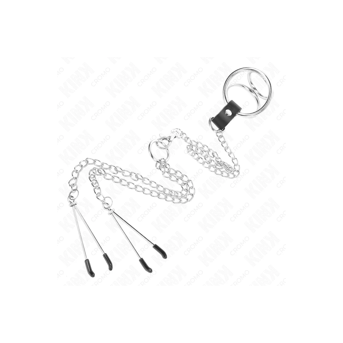 Dreifach Chrom Metall Penisring 3 cm Bis 4,5 cm mit 26 cm Metallkette und Brustklammern von Kink Ring Power kaufen | Fesselliebe