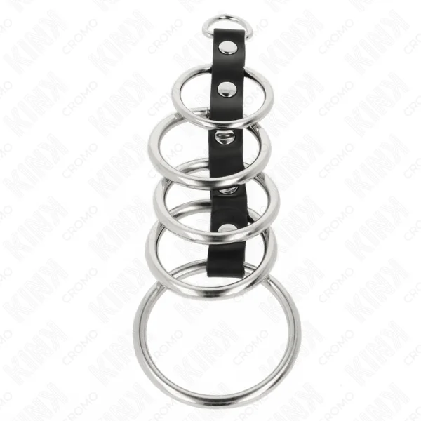 5 METALL PENISRINGE 3,2 CM BIS 5 CM DURCH LEDER VERBUNDEN VON KINK RING POWER