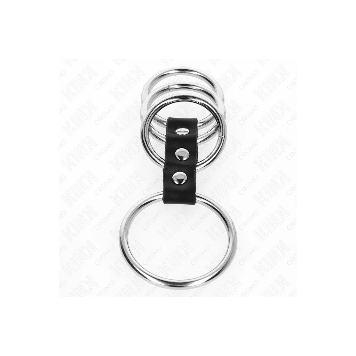 4 METALL PENISRINGE 3,7 CM BIS 5 CM DURCH LEDER VERBUNDEN VON KINK RING POWER