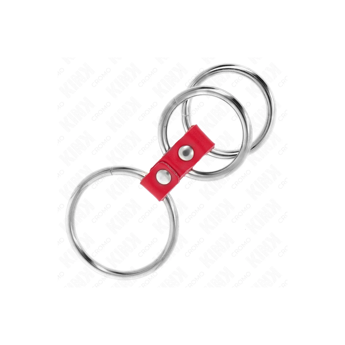 Dreifach Metall Penisring 3,7 cm Bis 5 cm Verbunden mit Rotem Leder von Kink Ring Power kaufen | Fesselliebe