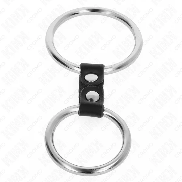 Doppelter Penisring aus Metall 3,7 cm Bis 5 cm Verbunden Durch Lederband Modell 2 von Kink Ring Power kaufen | Fesselliebe