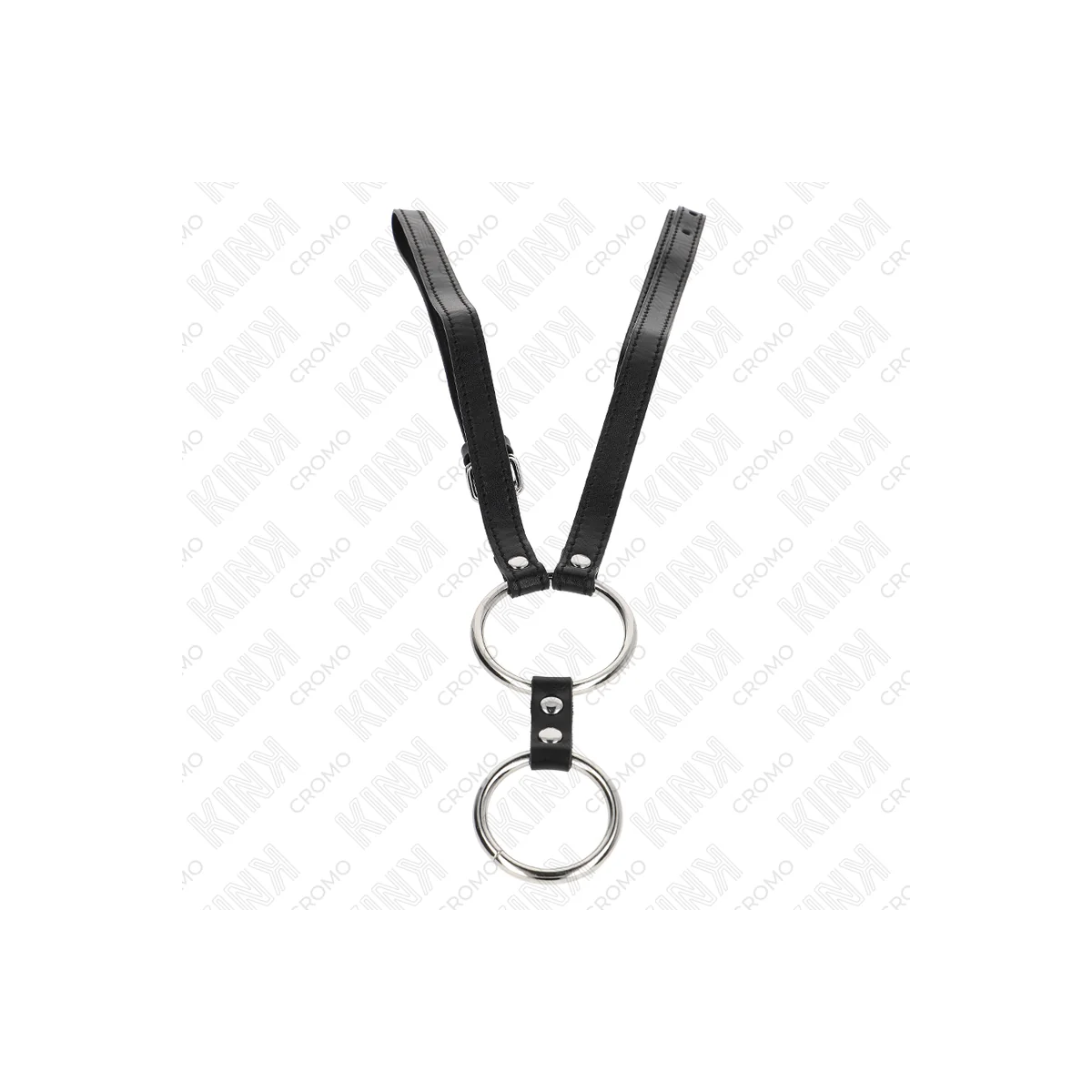 DOPPELTER PENISRING AUS METALL 3,8 CM BIS 5 CM MIT LEDERGURTE 112 CM VON KINK RING POWER