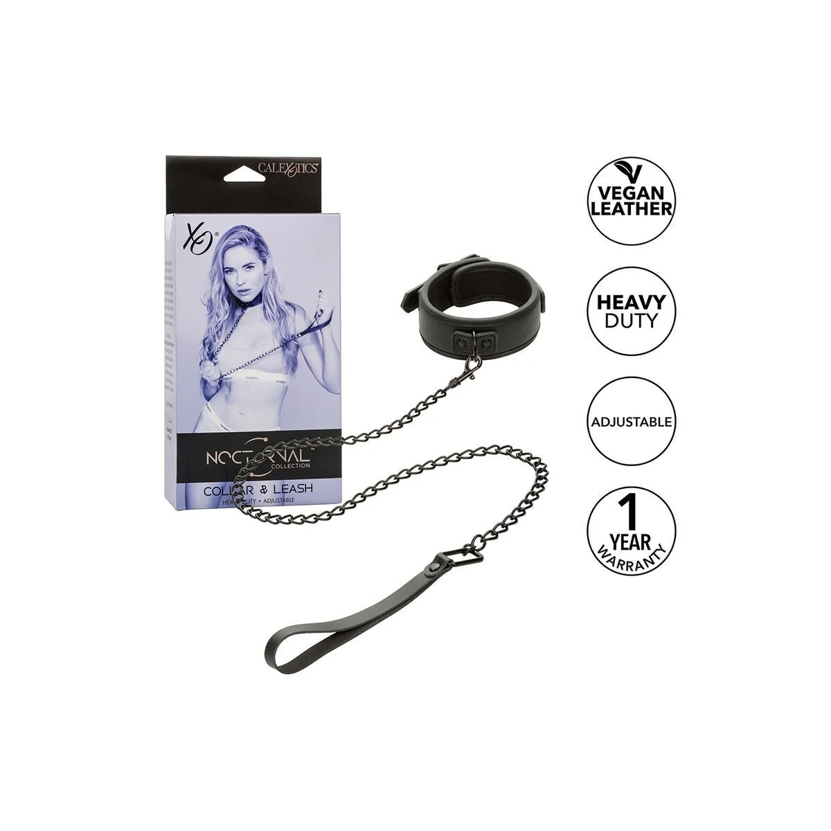 Nocturnal Halsband & Leine Leder Verstellbar Schwarz von Calexotics kaufen | Fesselliebe