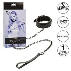 Nocturnal Halsband & Leine Leder Verstellbar Schwarz von Calexotics kaufen | Fesselliebe