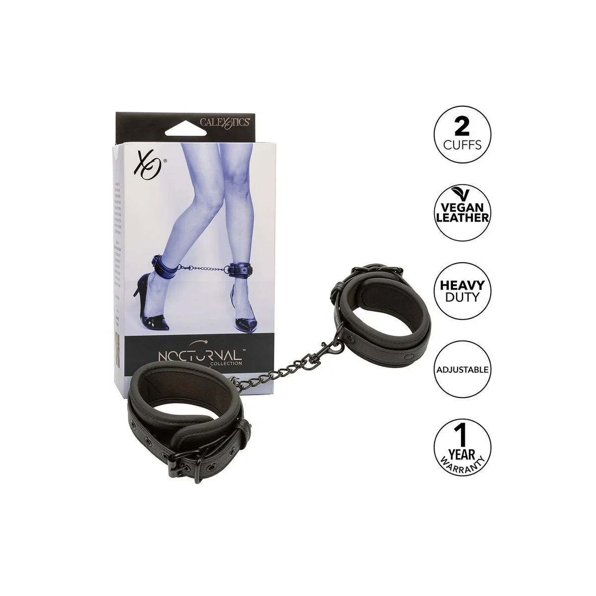 Nocturnal Fussmanschetten Leder Verstellbar Schwarz von Calexotics kaufen | Fesselliebe
