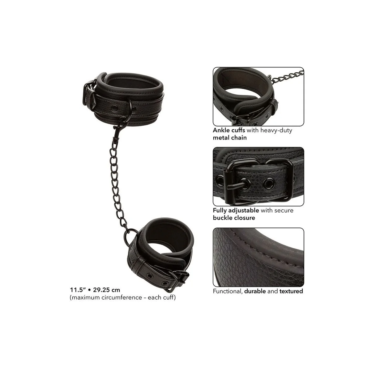 Nocturnal Fussmanschetten Leder Verstellbar Schwarz von Calexotics kaufen | Fesselliebe