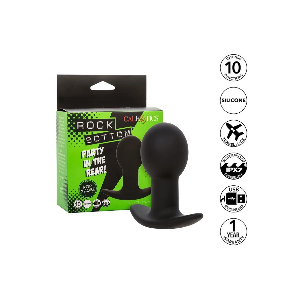 Rock Bottom Anal Plug 10 Vibrationen Silikon Schwarz von Calexotics kaufen | Fesselliebe