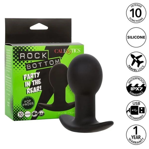 Rock Bottom Anal Plug 10 Vibrationen Silikon Schwarz von Calexotics kaufen | Fesselliebe