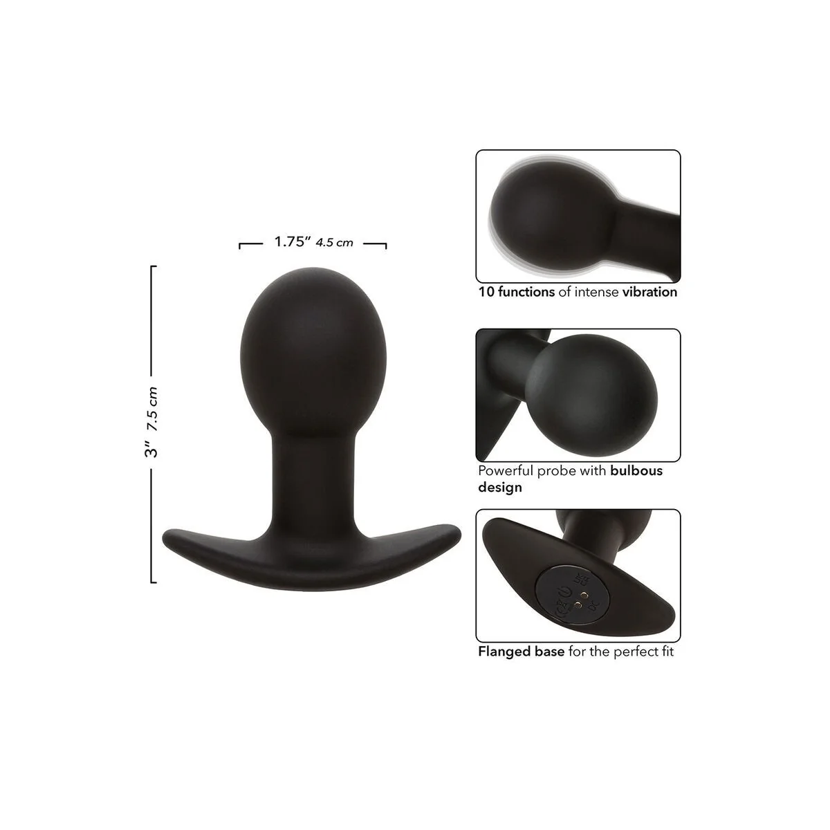 Rock Bottom Anal Plug 10 Vibrationen Silikon Schwarz von Calexotics kaufen | Fesselliebe