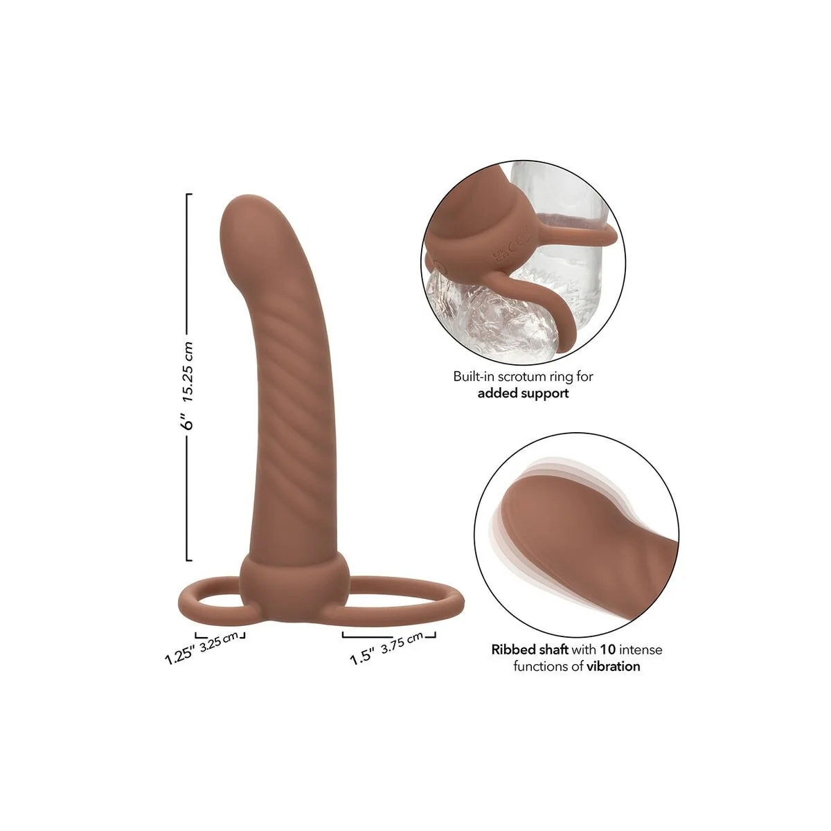 Maxx Ribbed Dual Penetrator 10 Vibrationen Braun von Calexotics kaufen | Fesselliebe