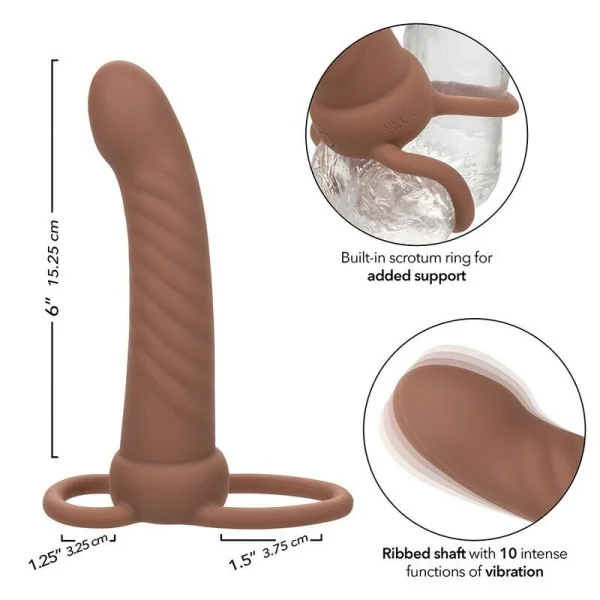 Maxx Ribbed Dual Penetrator 10 Vibrationen Braun von Calexotics kaufen | Fesselliebe