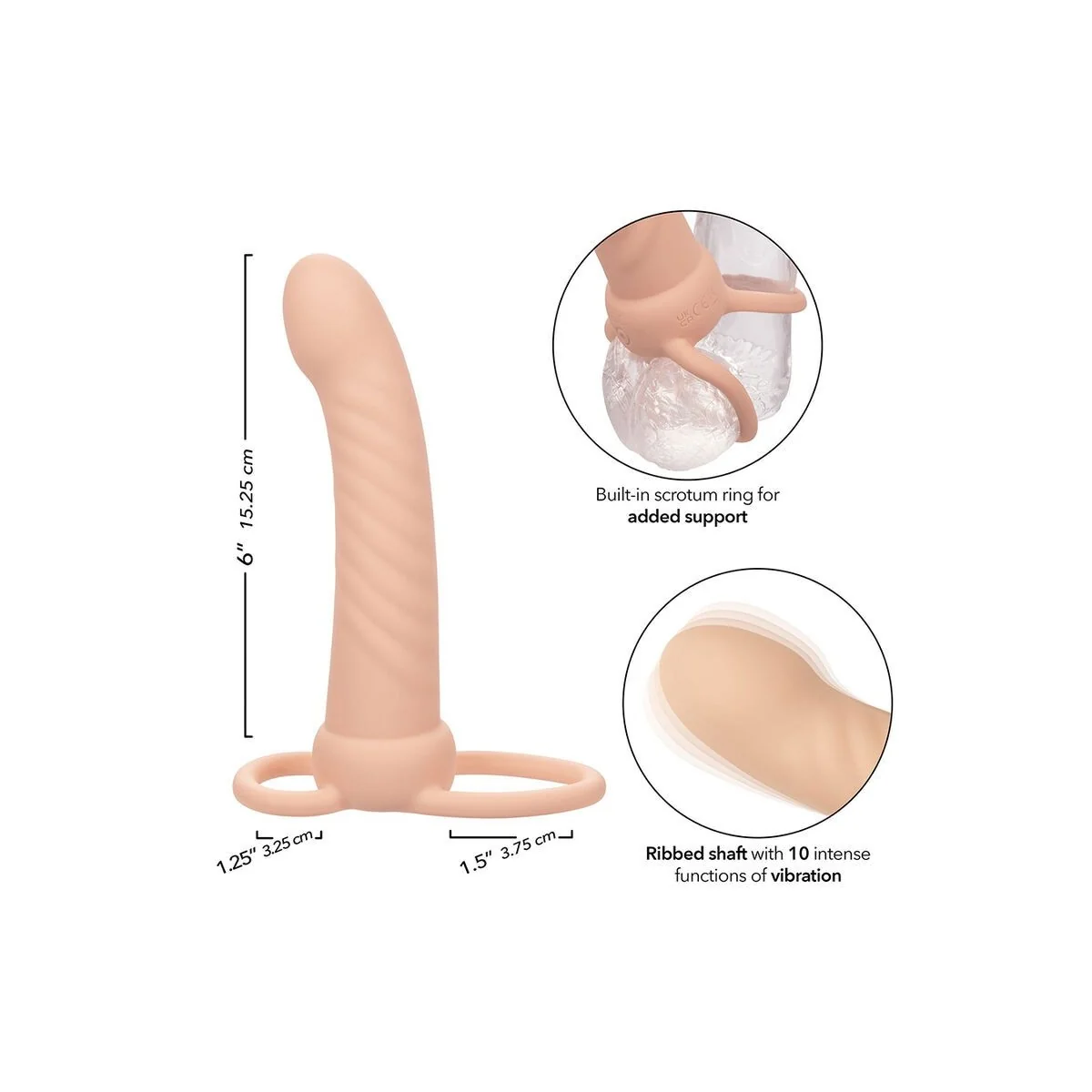 Maxx Ribbed Dual Penetrator 10 Vibrationen Fleisch von Calexotics kaufen | Fesselliebe