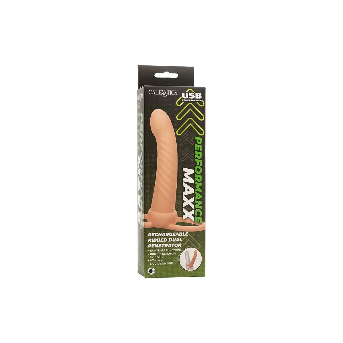 Maxx Ribbed Dual Penetrator 10 Vibrationen Fleisch von Calexotics kaufen | Fesselliebe