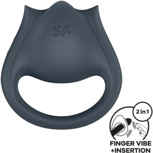 Perfect Pair 2 Multivibrator 2 in 1 Penisring und Fingerstimulator Grau von Satisfyer Partner kaufen | Fesselliebe
