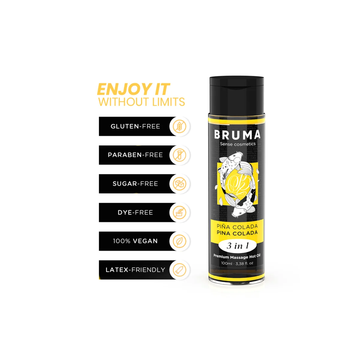 Premium-Massageöl mit Wärmeeffekt, Pina Colada-Geschmack 3 in 1 - 100 ml von Bruma kaufen | Fesselliebe