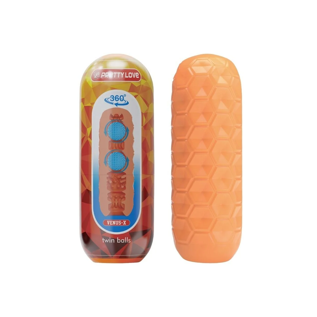 Twin Balls Männlicher Masturbator Orange von Pretty Love Flirtation kaufen | Fesselliebe