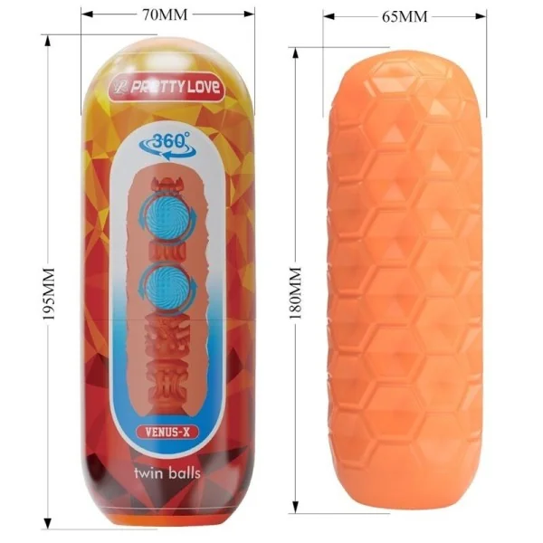 Twin Balls Männlicher Masturbator Orange von Pretty Love Flirtation kaufen | Fesselliebe
