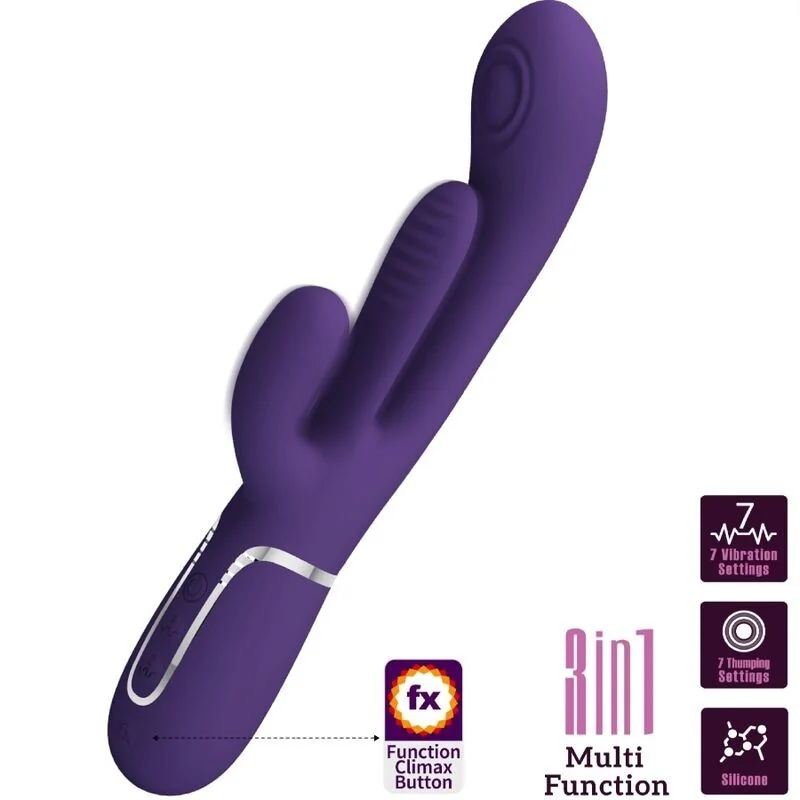 Shania Triple Rabbit Vibrator Multifunktions-Lila von Pretty Love kaufen | Fesselliebe 2