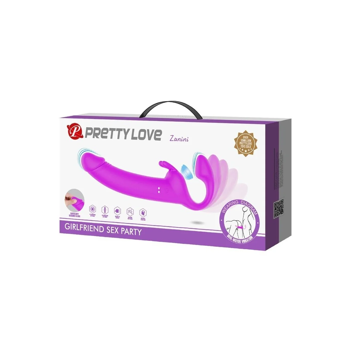 Zanini Strapless Strap-On 10 Vibrationen Lila von Pretty Love kaufen | Fesselliebe