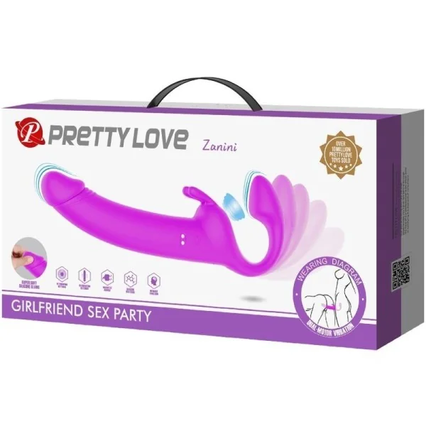 Zanini Strapless Strap-On 10 Vibrationen Lila von Pretty Love kaufen | Fesselliebe