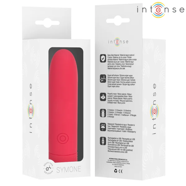 Symone Usb wiederaufladbarer Vibrierender Bullet 8 Vibrationen Rot 10 X 2,2 cm von Intense Fun kaufen | Fesselliebe