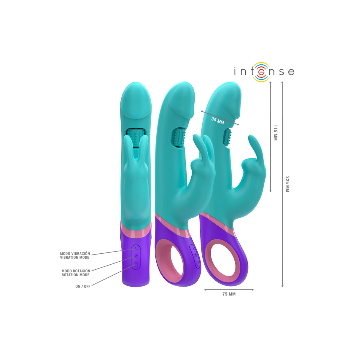 Monica Rabbit Vibrator mit Rotierendem G-Spot-Stimulator Blau von Intense Fun kaufen | Fesselliebe