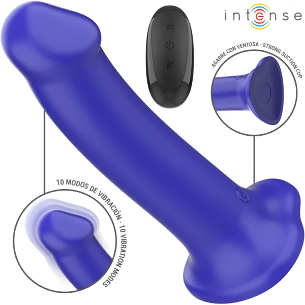 Victoria Vibrator mit Saugnäpfen 10 Vibrationen Dunkelblau mit Fernbedienung von Intense Fun kaufen | Fesselliebe