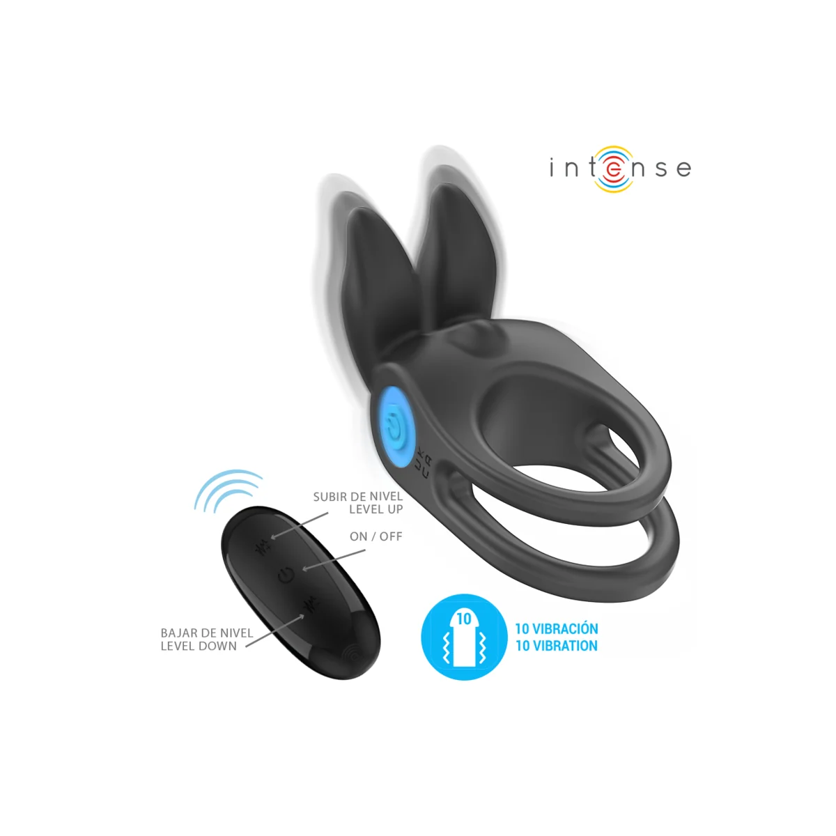 Sam Vibrator Doppel-Penisring 10 Vibrationen Schwarz von Intense Couples Toys kaufen | Fesselliebe