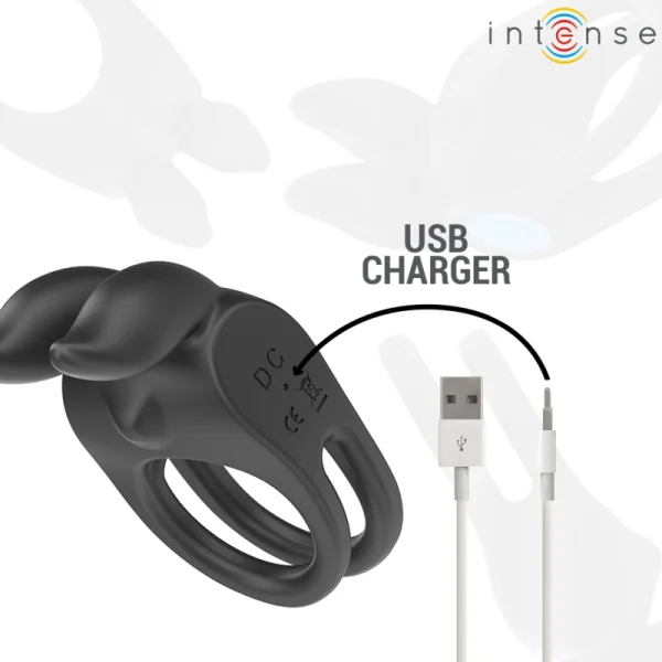 Sam Vibrator Doppel-Penisring 10 Vibrationen Schwarz von Intense Couples Toys kaufen | Fesselliebe