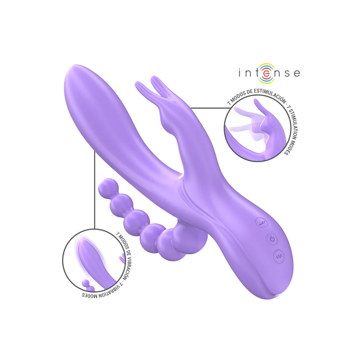 Miko Dreifach-Vibrator Rabbit & Stimulator & Anal 7 Vibrationen Lila von Intense Fun kaufen | Fesselliebe