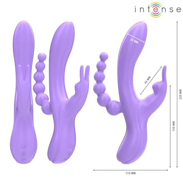 Miko Dreifach-Vibrator Rabbit & Stimulator & Anal 7 Vibrationen Lila von Intense Fun kaufen | Fesselliebe