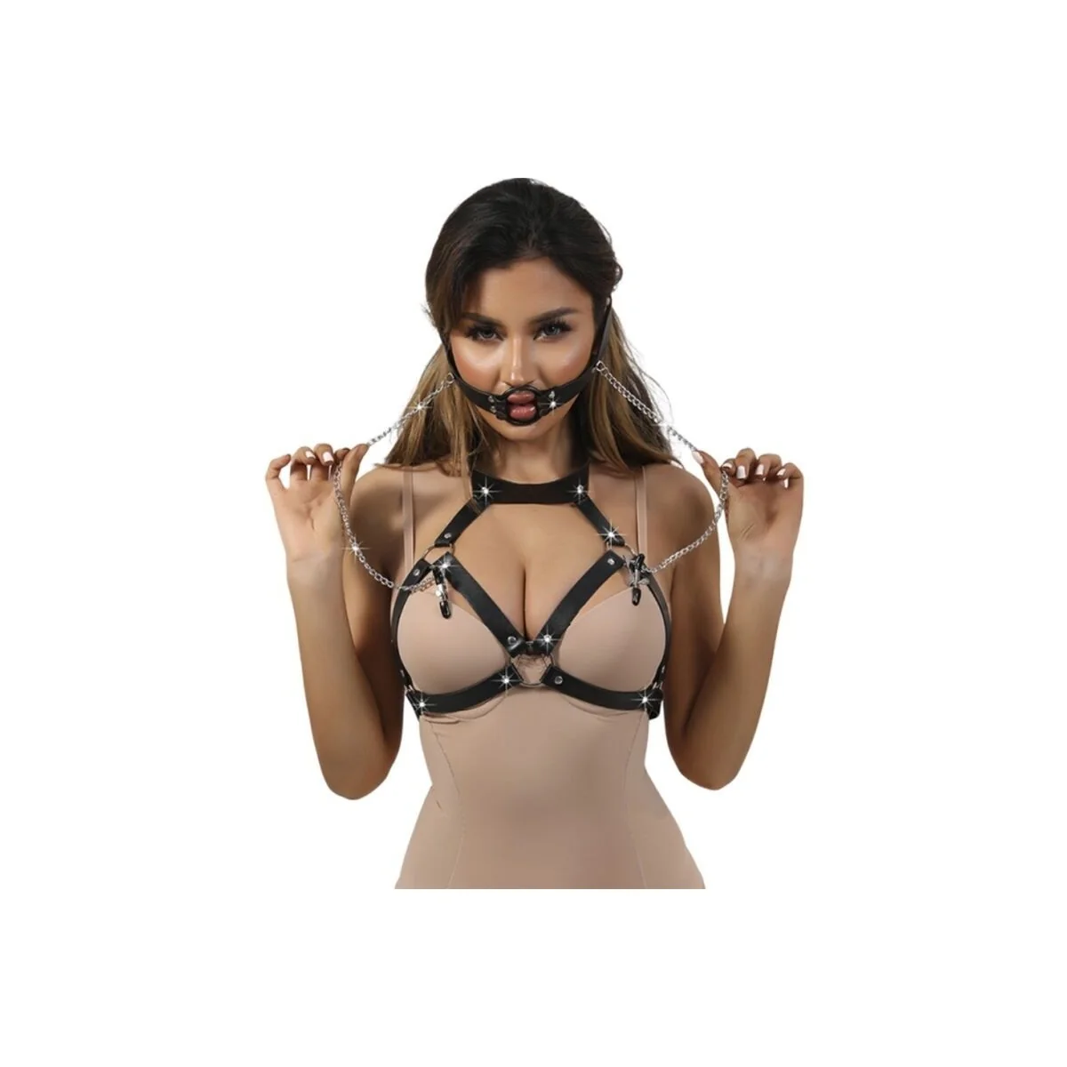 953720 Bondage Lederriemen Brustklemmen Schwarz One Size (S-L) von Subblime Fetish kaufen | Fesselliebe