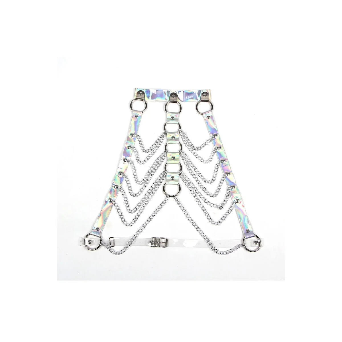 953737 Brustgurt mit Ringen und Ketten Silber One Size (S-L) von Subblime Fetish kaufen | Fesselliebe