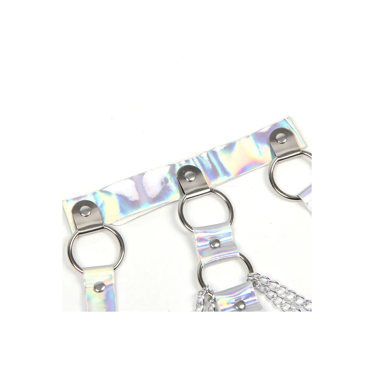953737 Brustgurt mit Ringen und Ketten Silber One Size (S-L) von Subblime Fetish kaufen | Fesselliebe