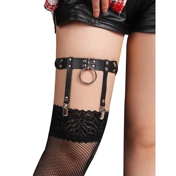953744 Verstellbares Punk-Strumpfhose aus Leder Schwarz One Size (S-L) von Subblime Fetish kaufen | Fesselliebe