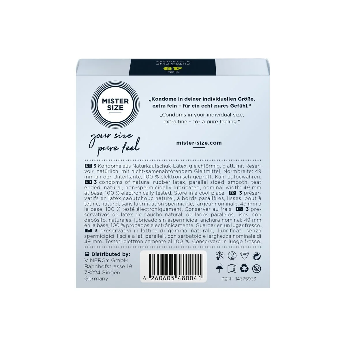 Kondome Größe S 49 Mm (3 Stück) von Mister Size kaufen | Fesselliebe
