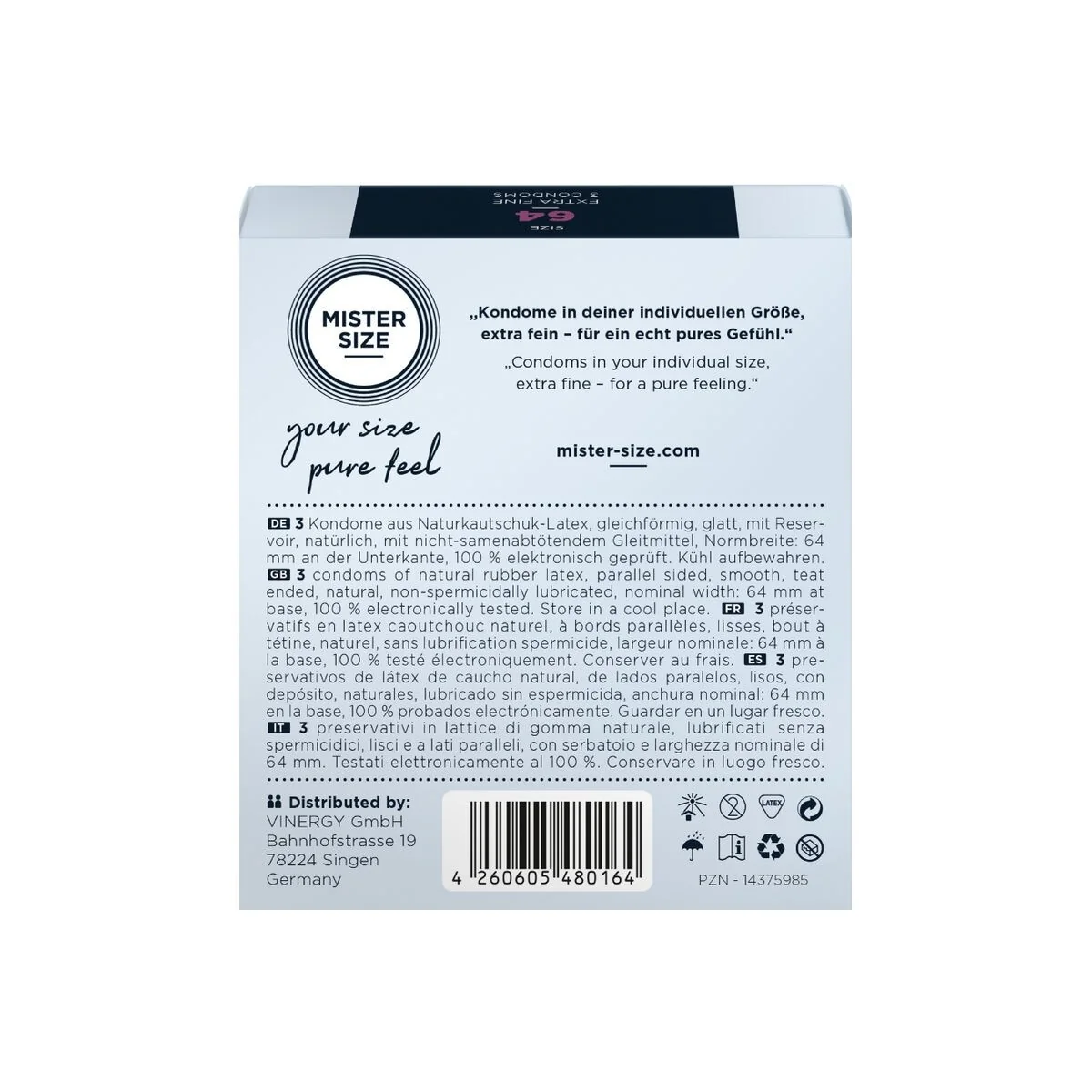 Kondome Größe Xxl 64 Mm (3 Stück) von Mister Size kaufen | Fesselliebe